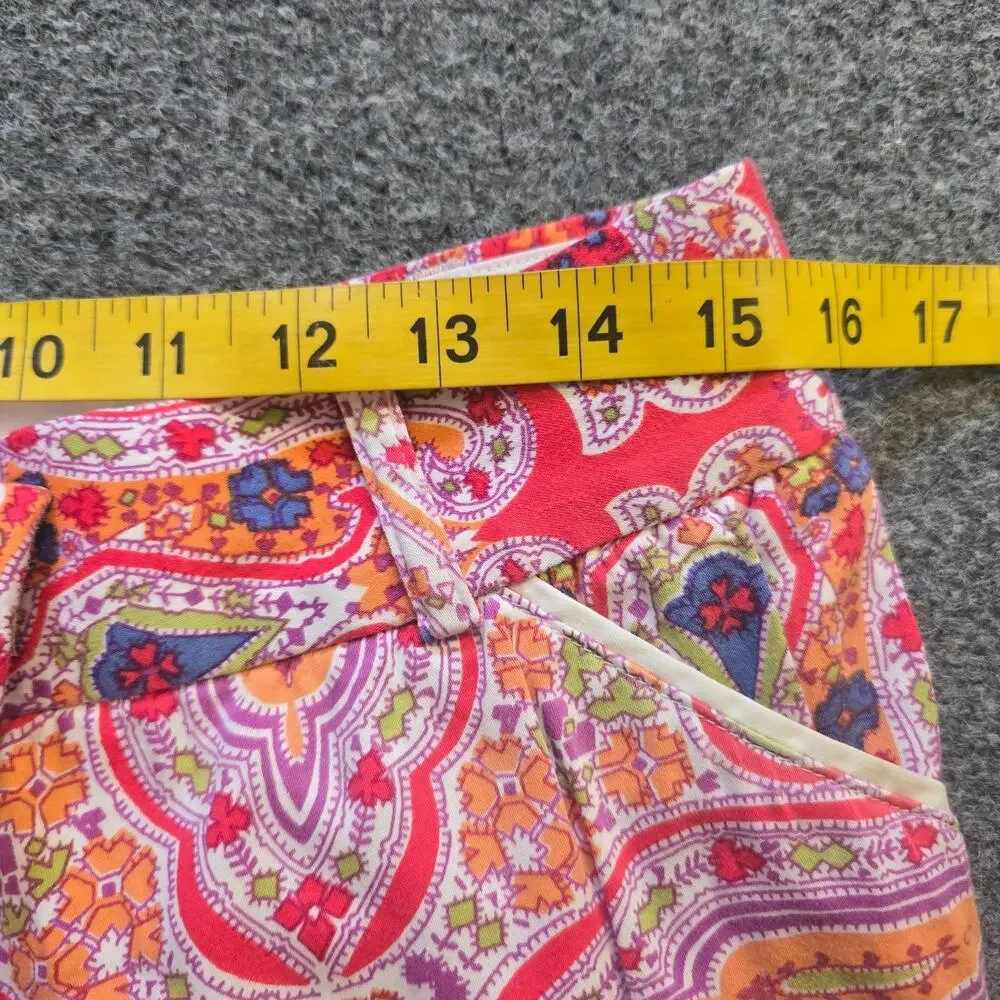 Peter Millar Shorts Women Size 6 Pink Orange Paisley 10 Inch Golf Bermuda Casual